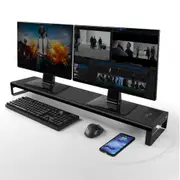 Dual Monitor Stand Aluminum Monitor Riser with Wireless Charging and 4 Usb 3.0 Hub Ports Space Saving Desk Organizer