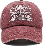 [LAMCEPLU] 75th Birthday Gifts for Men Women, Happy 75th Birthday Decorations - Embroidered Baseball Caps Adjustable