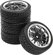 12-Spoke 12mm Hex Hub Wheel Rims & Rubber Tires for HSP Tamiya HPI Kyosho 1/10 On-Road Touring Car,WLtoys 1/14 144001 Traxxas 1/16 Slash RC 1/18 A959B Buggy