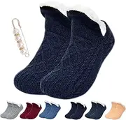[FACECOI] FleeceSox - Fleece-Lined Non-Slip Thermal Slippers Socks, Fleece-Lined Non-Slip Thermal Slippers Socks (S,Black)