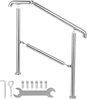 Vevor Stainless Steel Transitional Handrail fit for Level Surface and 2 to 3 Adjustable Stair Indoor Outdoor Step Railings 441lb Capacity W/Installation Kit Porch DIY, Silver - Amazon.com