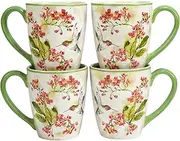 [Certified International] Hummingbirds 14 oz. Mugs,Set of 4 Assorted Designs, Multicolor
