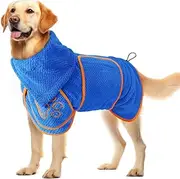 SlowTon Dog Bathrobe - Microfibre Pet Drying Towel, Super Absorbent Quick Drying Puppy Bath Robe With Adjustable Collar Belly Strap for After Bath Swim Wet Walk Large Medium Small Dogs