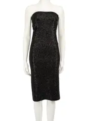 Black Sequinned Strapless Dress