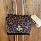 Patricia Nash Crossbody Bag Leopard Pony Hair Harlow Flap Purse Haircalf Leather