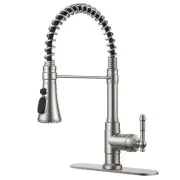 FORIOUS Vintage Kitchen Faucet Pull Down Sprayer Brushed Nickel Stainless Ste...