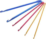 VICASKY Tunisian Crochet Hook Set Knooking Needles Large Crochet Hooks 6 Pieces Large Crochet Hooks Crochet Hook Set Handmade Knitting Needle Tunisian Large Eye with a Needle Made of Aluminium