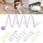 Folded Cat Tunnel Interactive Toy Spiral Tunnel Balls Mouse Feather Kitten Toys