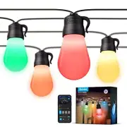 Govee Smart Outdoor String Lights+8 Dimmable RGBIC LED Bulbs24ft IP65 Waterproof