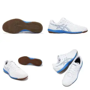 【asics 亞瑟士】足球鞋 Calcetto WD 9 2E 男鞋 寬楦 白 藍 抓地 室內足球 運動鞋 亞瑟士(1113A037101)
