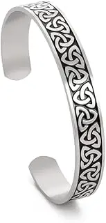 [VASSAGO] Celtic Knot Bangle Bracelet Mens Cuff Bracelet Celtic Trinity Bracelet Celtic Viking Norse Bracelet Stainless Steel Vintage Cuff Bangle Amulet Bracelet Jewelry Gifts for Men Women