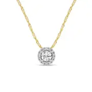 Meera Halo Solitaire Necklace with 1/4ct of Laboratory Grown Diamonds in 9kt Yellow Gold