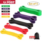 5pcs Quality Heavy Duty Resistance Bands Yoga Stretching Pull Up Assist Home Gym