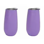 2x Annabel Trends 175ml SS Sparkling Flute Cup Double Wall Tumbler Gelato Purple