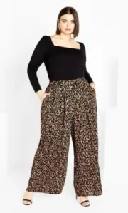 City Chic Ladies Illusion Full Length Pants size 14 XS Colour Geo Animal