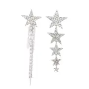 Women Crystal Rhinestone Star Long Tassel Drop Dangle Stud Earrings Jewelry Gift