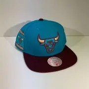 Chicago Bulls Mitchell & Ness NBA Teal Maroon Hat Cap Adult SnapBack OSFA NWT