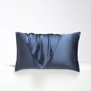 2 Pack 100% Pure Mulberry 6A+ Silk Pillowcase for Hair & Skin with Zipper Closure, Cooling, Natural, Organic, Double Sided Silk Pillow Case with Gift Box (50X75CM, Navy)