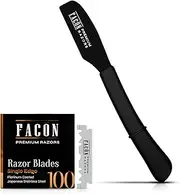 100 BLADES + Facón Professional Standard Japanese Straight Edge Faether Barber Razor - Salon Quality Cut Throat Shavette