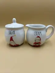 Rae Dunn Magenta Cream & Sugar Set Christmas Mr & Mrs Santa Clause discontinued