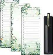3 Sets Magnet Notepad List Pads Funny Memo Magnetic Grocery Notepad Refrigerator Grocery List Magnet Refrigerator Magnet List Pad with Pu Leather Pen Holder for List (Style 1)