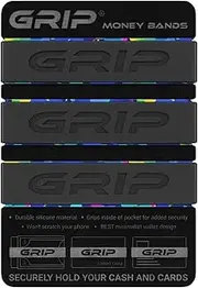 GRIP Money Bands (Set of 3) BLACK, Minimalist Wallet, Money Clip Alternative