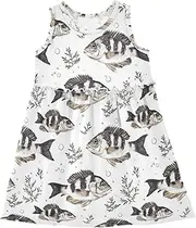 [Caihoyu] Girls Sleeveless Dresses Toddler Kids Soft Midi Dress Summer Active Playwear, Multicolor12, 6 Years