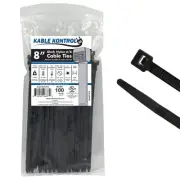 Kable Kontrol Heavy Duty Cable Zip Ties 100 Pcs 8 Inch Black, 120 Lbs Tensile...