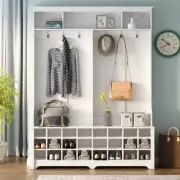 Multiple Functions Hallway Coat Rack Modern Style w/Metal Black Hooks Home USA