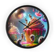 Home Decor Wall Clock Candy Corpse Graveyard Cupcake Party