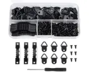 Snokay Picture Hanger and Hook Set - 251 Pieces of Frame Hanging Hardware, Sawtooth Hanger, and Wall Hanging Kit for Wooden Frames - Black - with Compartme
