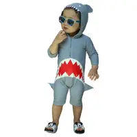 在飛比找momo購物網優惠-【橘魔法】大嘴鯊魚連帽泳帽(平角連身泳衣 泳裝 沖浪服 兒童