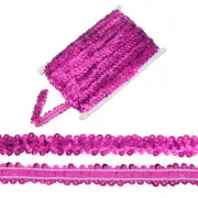 1-Pack Elastic Sequins Trim, 11 Yards 0.8 Inch 2 Row for Crafts [Rose Red]