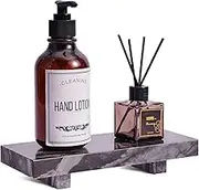 YCROJBK Natural Marble Tray Pedestal Stand, Soap Dispenser Holder, Modern Riser for Decor Display, Soap Pedestal for Bathroom, Kitchen, Home Decor (Black Wood)