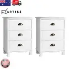 Artiss 2x Bedside Tables 3 Drawers Vintage THYME Bedroom Storage Unit White