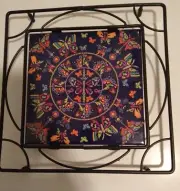 New Ceramic Butterfly Counter Top/Stove Top Kitchen Trivet w/ Metal Base