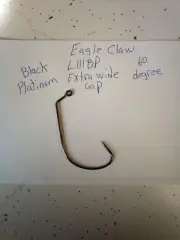 100-Eagle Claw L111BP ,60 degree,extra wide gap jig hooks (black Platinum)
