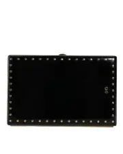 Dolce & Gabbana Patent Leather Clutch Studded Design Women Black Clutch Bags