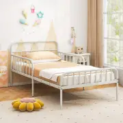 CostwayExtendable Metal Daybed with Trundle for Adults-White
