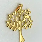 925 Sterling Silver Gold Plated Tree of Life Pendant High Polish