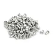 100pcs M3 x 5mm Aluminum Half Round Head Solid Rivet Fastener Silver Tone