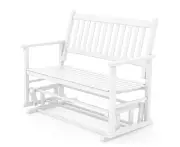 Costway 2-Seat Outdoor Glider Bench Patio Swing Loveseat Rocking Garden Lounge Poplar Wood White