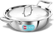 [HAWKINS] Pro 3.5 Litre Deep-Fry Pan, Triply Stainless Steel Kadhai with Stainless Steel Handles and Stainless Steel Lid, Silver (PSK35S)