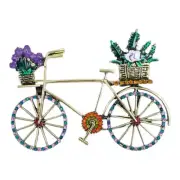 Vintage Bicycle Brooch Pin Inlaid with Shiny Rhinestones for Women Ladies Daily