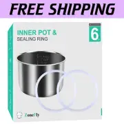 2-Pack Silicone Sealing Rings & 6 Qt Stainless Steel Inner Pot for Power Cookers