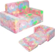 Kids Couch, Fold Out Kids Sofa Chair, Toddler Convertible Sofa to Lounger Pull O