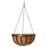 Solstice 12 In. Black Metal Coconut Hanging Basket