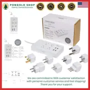Travel Charging Station Power Strip Surge Protector USB Adapter International...