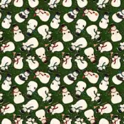 Clothworks - Snovalley - Tossed Snowmen - Forest, Fabric by the Yard