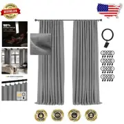 Linen Textured Blackout Curtains 50'' W x 96'' L - 2 Panels with Clips